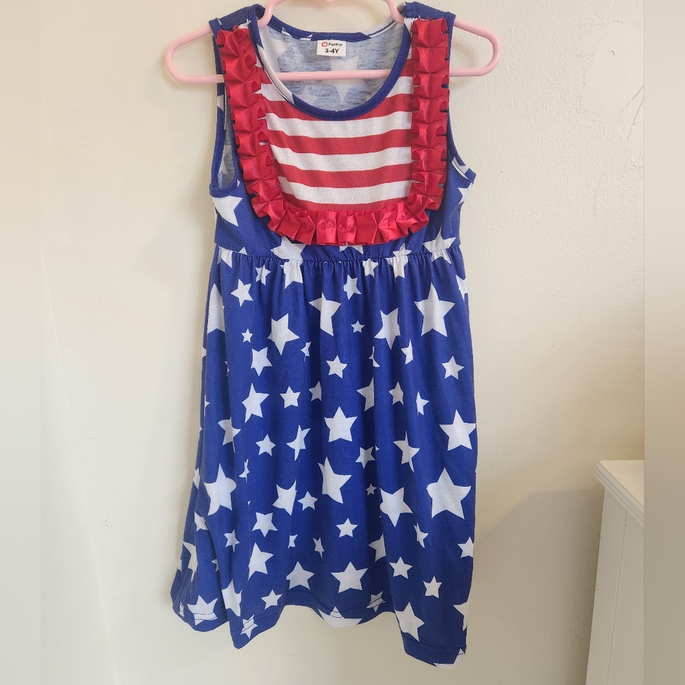 EUC 3 TO 4 YEAR TODDLER PATPAT DRESS 4TH OF JULY